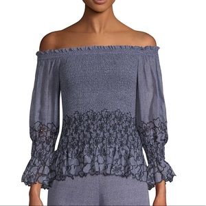 Alexis Jordana Off-The-Shoulder Smocked Top